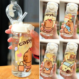 [Còn hàng] Cốc nước trẻ em NOOKSTORY, Chai nước ống hút Capybara chống rò rỉ di động, Cốc uống nước 400ML trong suốt dễ thương Văn phòng tại nhà