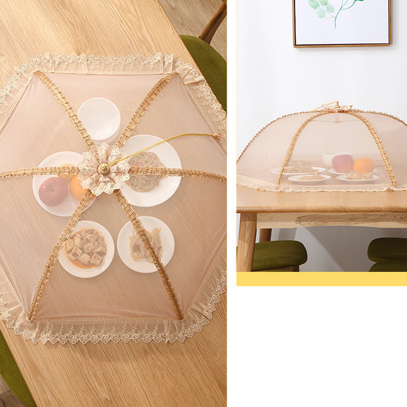 80*80cm Mái Vòm Thức Ăn Gập Gọn Đậy Bàn Ăn Gia Đình - Thiết Kế Ren Lồng，Dễ dàng cất giữ, thoáng khí