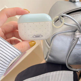 Nơ chấm bi màu xanh cho AirPods 1 / 2 3 Pro Pro Pro2 pro3 Airpod4 Bộ tai nghe Vỏ bảo vệ Bluetooth không dây AirPods Pro i3 i4 pro3 Vỏ bảo vệ tai nghe