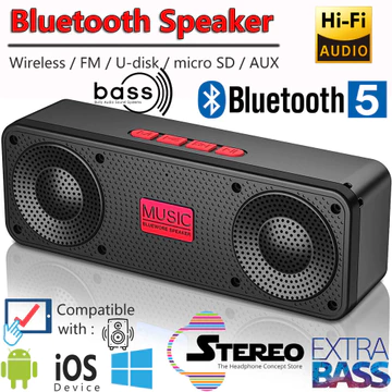 Hifi 3D BASS Loa Bluetooth Loa không dây Loa BASS âm thanh nổi 9D di động Loa siêu trầm HiFi Soundbar Loa âm thanh không dây Loa ngoài trời lớn