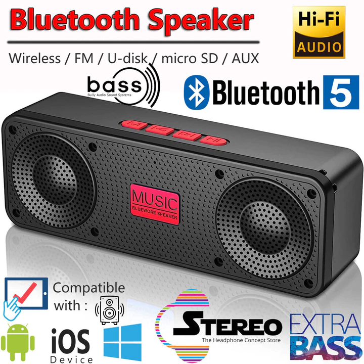Hifi 3D BASS Loa Bluetooth Loa không dây Loa BASS âm thanh nổi 9D di động Loa siêu trầm HiFi Soundbar Loa âm thanh không dây Loa ngoài trời lớn