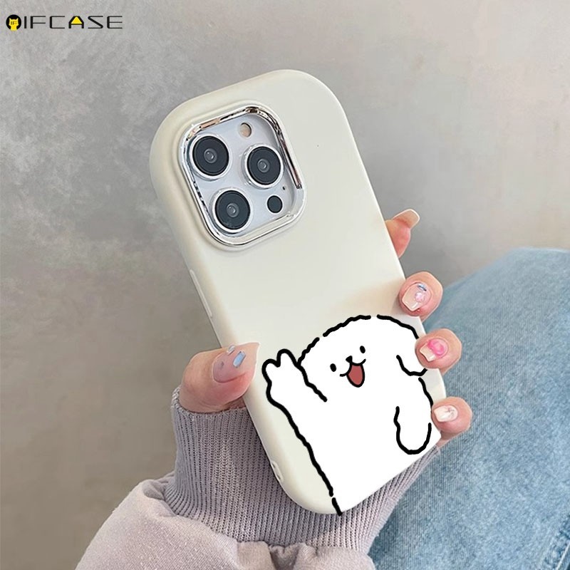 Dành Cho Xiaomi 14 13 13T 12 12T 12S Mi 11 Pro Lite 12X Ốp Điện Thoại ins Dây Dễ Thương Chó Con Chó Con Màu Trắng Nâu Tròn Mạ Mờ Hoạt Hình Mờ Đơn Giản Vỏ Silicon Mềm Vỏ Ốp Lưng