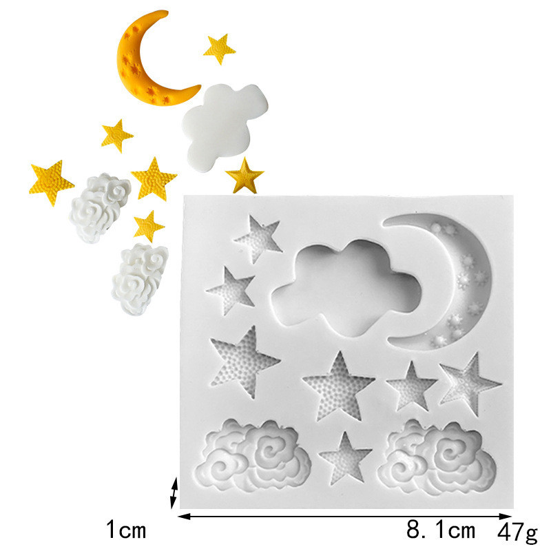 Moon Star Cloud Khuôn Silicon Tự Làm Chocolate Khuôn Trang Trí Bánh Khuôn Nướng Bánh Khuôn