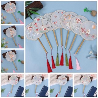 Quạt Tròn FASHIONEXPRESS, Quạt Lụa Cổ Điển Cổ Điển, Phụ Kiện Khiêu Vũ Dự Tiệc Bán Trong Suốt Với Tua Rua Thêu Tay Quạt Cưới