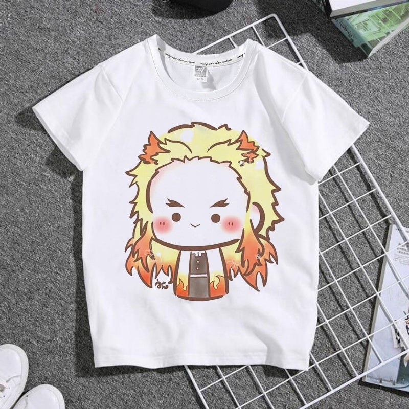 Áo thun trẻ em Demon Slayer: Kimetsu No Yaiba Áo sơ mi in hình phiên bản Q Họa tiết Áo sơ mi trẻ em hàng đầu