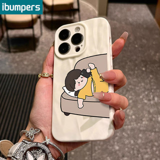 ibumpers Ốp Lưng IPhone Cặp Đôi Hoạt Hình Dễ Thương Cho IPhone 16 15 14 12 13 11 Pro Max IP 7 8 Plus X XS XR Ốp Điện Thoại Silicon Mềm Chống Sốc