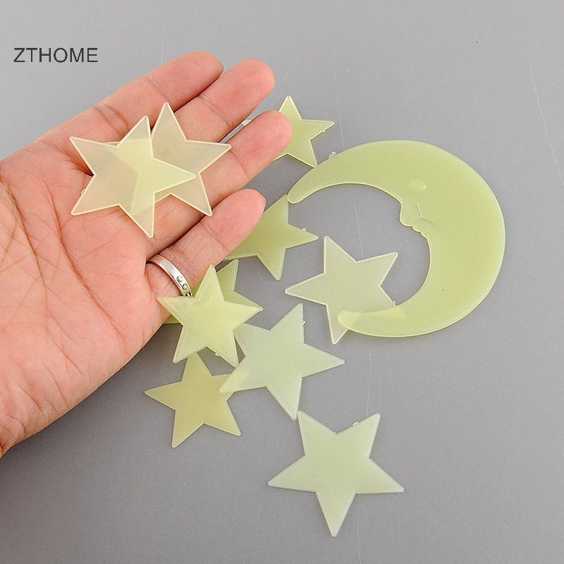 Zthome Hoạt Hình Mặt Trăng Ngôi Sao Dạ Quang Phát Sáng Trong Bóng Tối Nhựa Dán Tường Kid Decal HOT