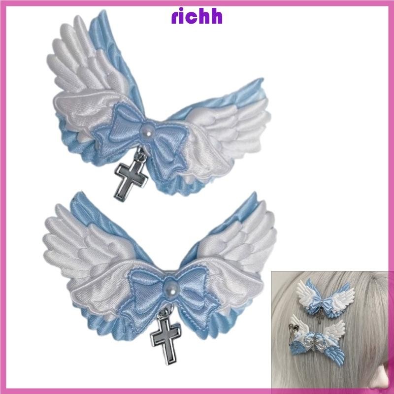 ⚝⚝Richh Độc Đáo Thiên Thần Kẹp Tóc Trang Trí Cánh Thiên Thần Đẹp Phụ Kiện Tóc Trái Tim Nơ Tóc Cho Thời Trang Enthus