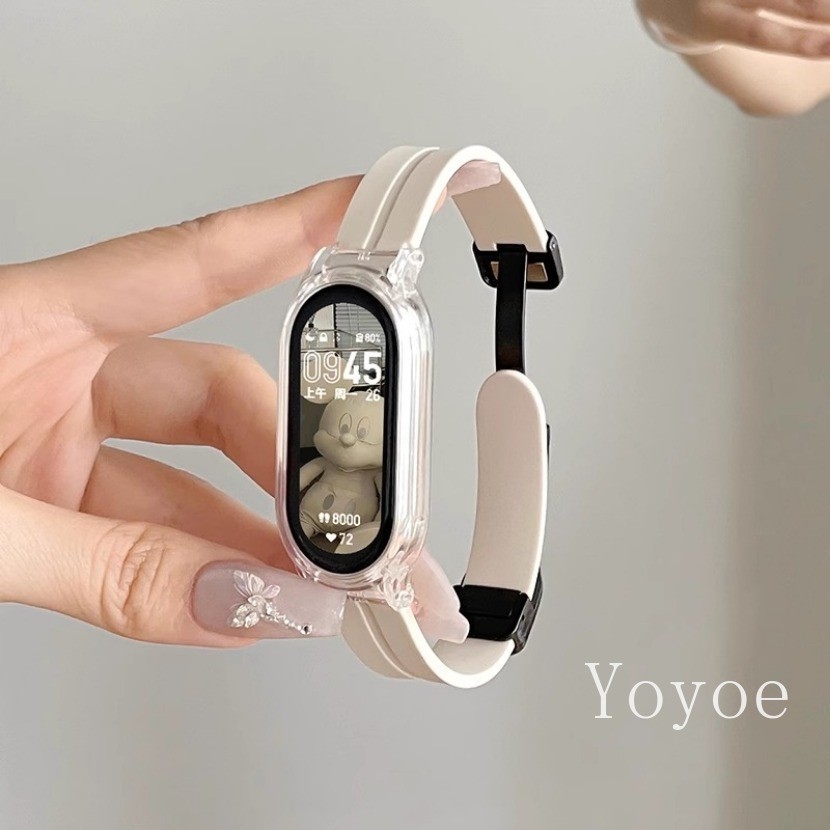 Dây Đeo Từ Tính Cho Xiaomi Band 10 9 8 7 NFC Vòng Tay Kim Loại Cho MiBand 8 Dây Đeo Thay Thế Thể Thao Dây Đeo Tay Correa Vòng Tay Silicon 6 5 4 3