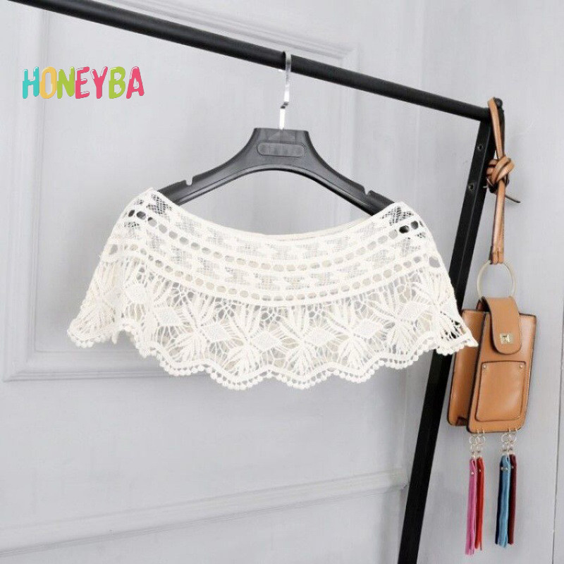 < Honeyba > Khăn Ren Thời Trang Màu Trơn Rỗng Ra Khăn Hijab Cho Nữ Xuân Hè Thanh Lịch Khăn Choàng Nữ Poncho Foulard