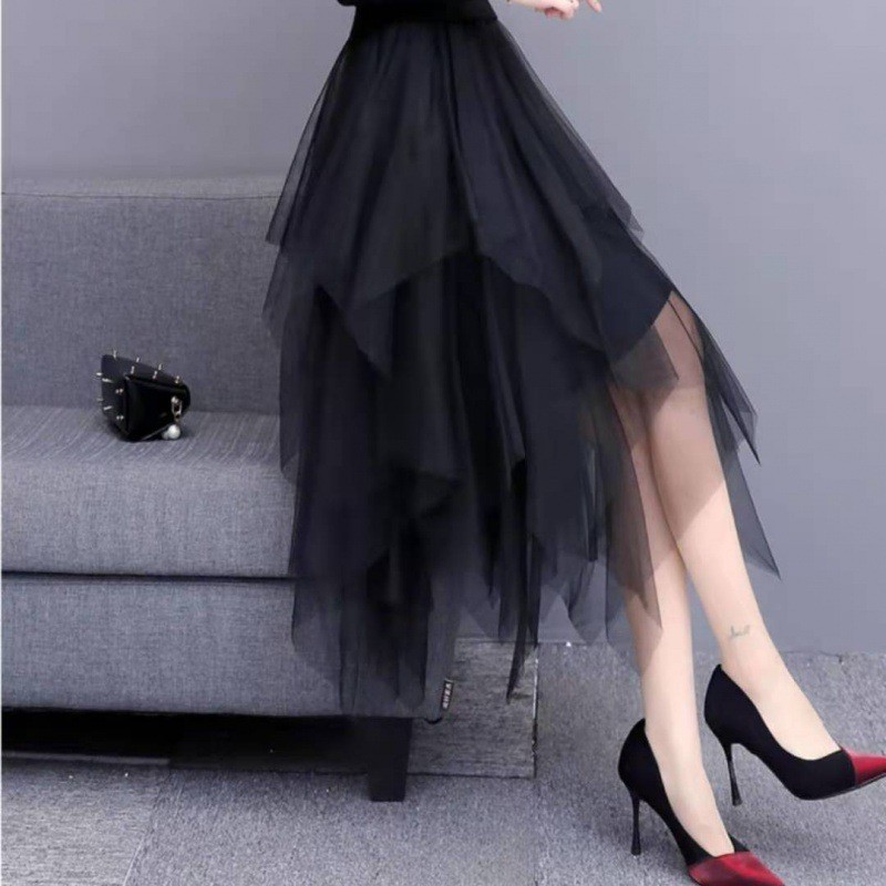 Váy Drape mỏng hơn không đều lưới A.t.a