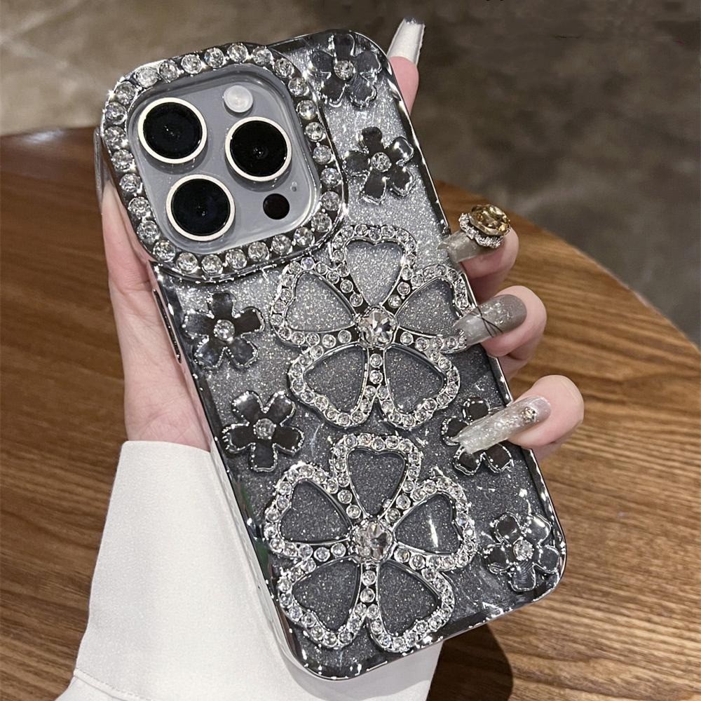 Lấp Lánh Kim Cương 3D Hoa Ốp Lưng Điện Thoại iphone15 Pro Max 14 13 12 11 Vỏ Cho iPhone Vỏ Mềm TPU Silicon Vỏ Bảo Vệ Toàn Diện Chống Sốc