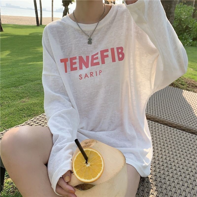 Milyfashion Mùa Hè In Chữ Rời Giảm Tuổi Ôm Hơn Nhìn Dài Tay Áo Thun