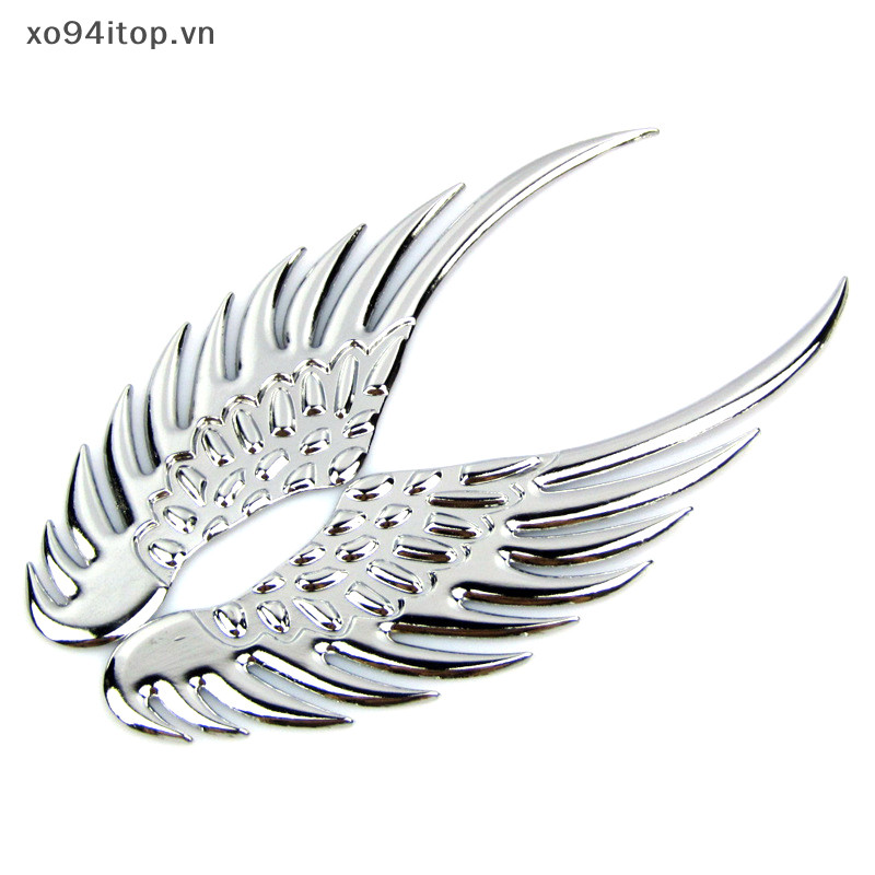 Xoitop 1 Cặp Xe Ô Tô Tự Động Xe Máy Thân Miếng Dán 3D Đại Bàng Cánh Thiên Thần Huy Hiệu Phong Cách ABS Đề Can Bạc / Vàng Phụ Kiện Ngoại Thất VN