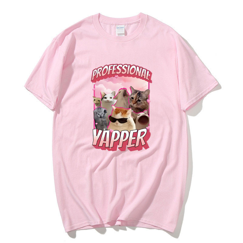 Ngộ nghĩnh Chuyên Nghiệp Ypper Meme Cat Graphic Áo nam Thời Trang Vintage Tay Ngắn Áo 100% Cotton Áo Thun Thoải Mái