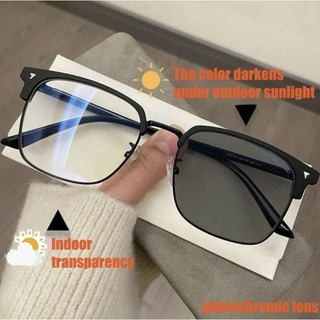 Kính Chống Bức Xạ Photochromic Dành Cho Nữ Kim Loại Ống Kính Có Thể Thay Thế Kính Mắt Khung Chuyển Đổi Chống Ánh Sáng Xanh Kính Mắt 2 Trong 1