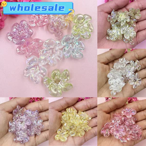 10 Chiếc 22,5 * 23,5 Mm Acrylic Nhiều Màu Sắc Hạt Hoa DIY Handmade Phụ Kiện Cho Dây Xích Điện Thoại Phụ Kiện Tóc Chất Liệu Handmade