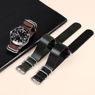 Cao Cấp NATO Da Thật Chính Hãng Dây Đeo Đồng Hồ 18mm 20mm Vòng Da Dây Đeo Đồng Hồ 22mm Vòng Tay Nam Nữ Da Đồng Hồ Đa Năng Thay Thế Burst Crack Kinh Doanh Cổ Điển