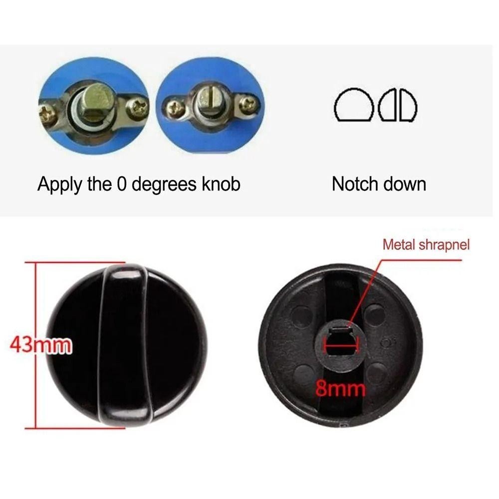 HIGHVIEWLS 1 / 2 / 5 Cái Núm Hob, Lò nướng phạm vi 8mm Bếp Gas Núm điều khiển, Bền cho đầu đốt băng ghế dự bị Tay cầm bằng nhựa Nút công tắc thay thế chung
