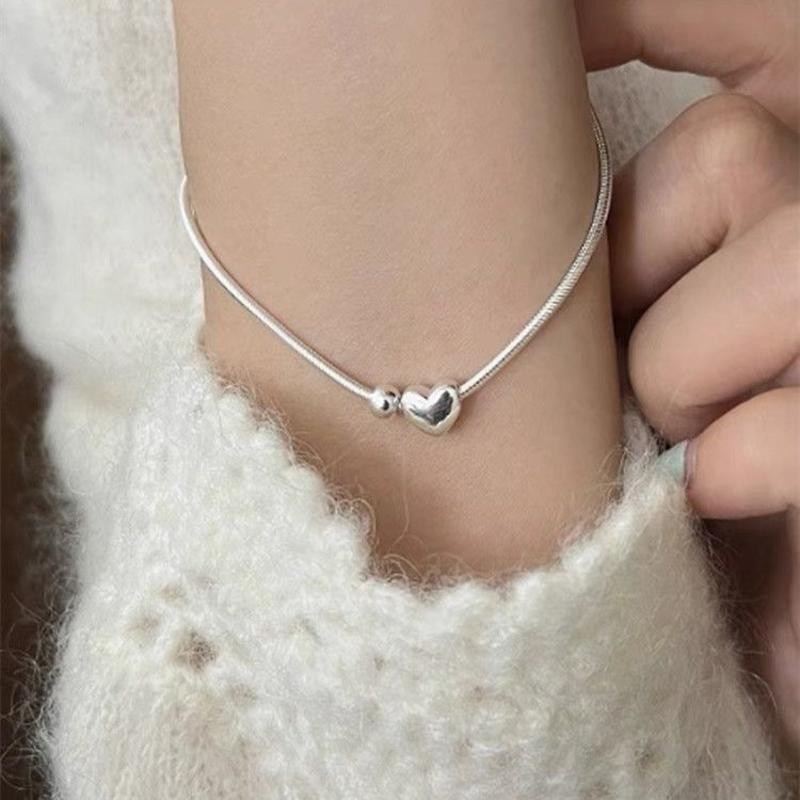 Vòng tay tình yêu bằng bạc Sterling Nữ ins Thiết kế Niche Đơn giản