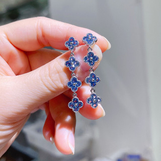 Châu Âu Mỹ ins Phong Cách Mới Bông Tai Sapphire Sapphire Nhiều Màu Sắc Nữ