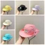 DARON Summer Kid Sunhat, Mũ xô màu kẹo thêu chữ phong cách Hàn Quốc, Mũ chống nắng chống tia cực tím dễ thương Mũ che nắng khô nhanh Mũ ngư dân trẻ em Kid