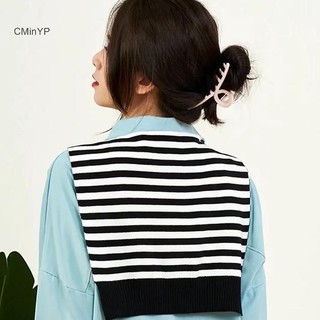 Cyinyp Khăn Choàng Bên Ngoài Mùa Đông Cho Nữ Phong Cách Hàn Quốc Mới Xuân Thu Cổ Giả Mỏng Sọc Len Kép Khăn Dệt Kim Khăn Choàng Vinh Quang