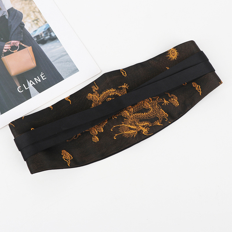 [Bộ sưu tập công nghiệp nặng 40 kiểu] Phong cách cổ điển Công nghiệp nặng thêu Satin Dây thun thêu phong cách dân tộc Thắt lưng phong cách cung điện Dây buộc tất cả các trận đấu W