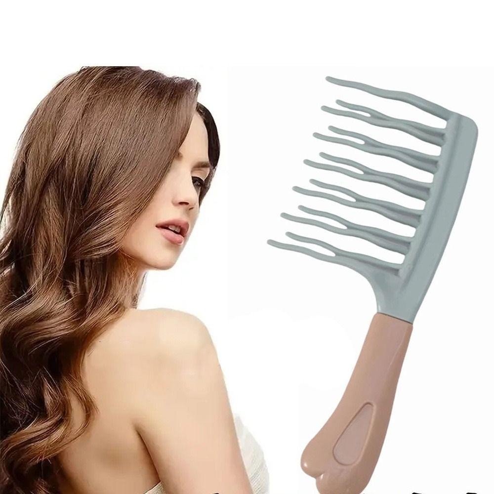 Lược uốn răng gợn sóng SIMPLEAID, Lược chải răng lớn hai hàng nhẹ di động, Dễ dàng làm sạch Dụng cụ chăm sóc tóc dài Công cụ tạo kiểu tóc xoăn