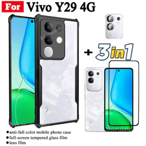 Ốp điện thoại di động chống rơi 3 TRONG 1 Vivo Y29 4G cho Vivo Y19S Y04 Y29 5G Phim kính cường lực + Phim ống kính