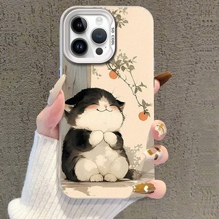 Ốp lưng iPhone  họa tiết mèo béo quả hồng, dành cho iPhone 16/15/14/13/12/11 Pro Max/XR/XS Max