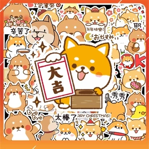 Hộp 50 Sticker Hình CHÓ SHIBA Decal Phản Quang 7 Màu Halogram Chống Nước NSX Gì Cũng In | MS: 000113