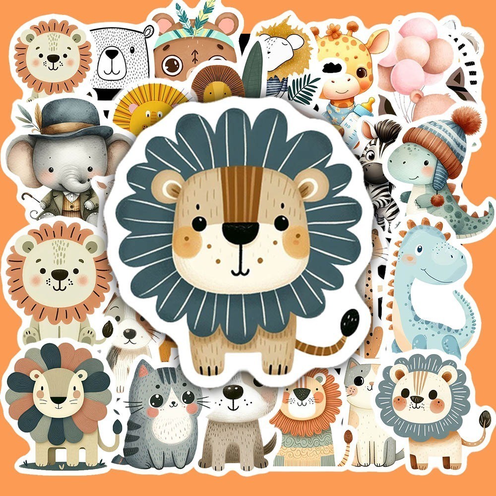 Hộp 50 Miếng Dán Sticker Hình ĐỘNG VẬT ART DỄ THƯƠNG Chống Thấm Nước Đa Năng Dùng Trang Trí Vali, Laptop, Tủ Lạnh