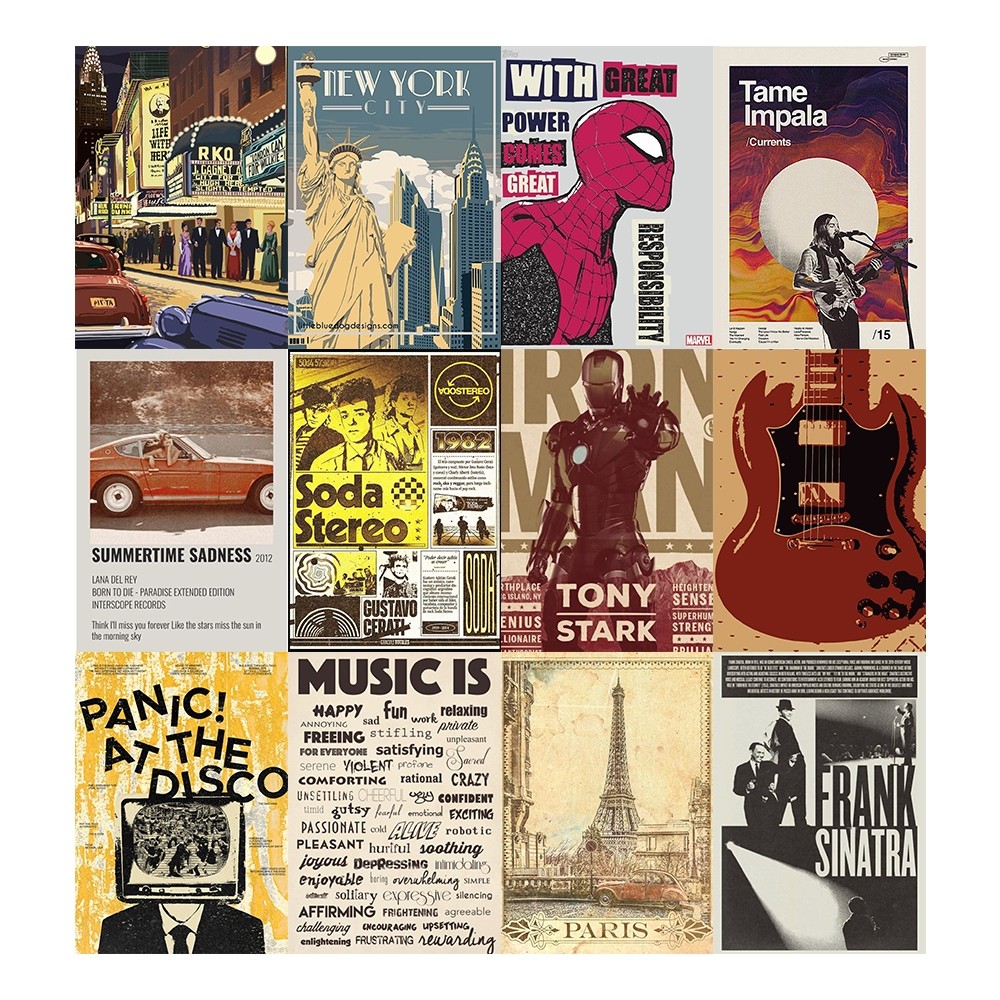 [Giấy] A5 In Màu - Set 50 Tờ Poster Giấy Dán Tường - HÌNH VINTAGE RETRO - Decor Trang Trí Nhà | MS: 111585