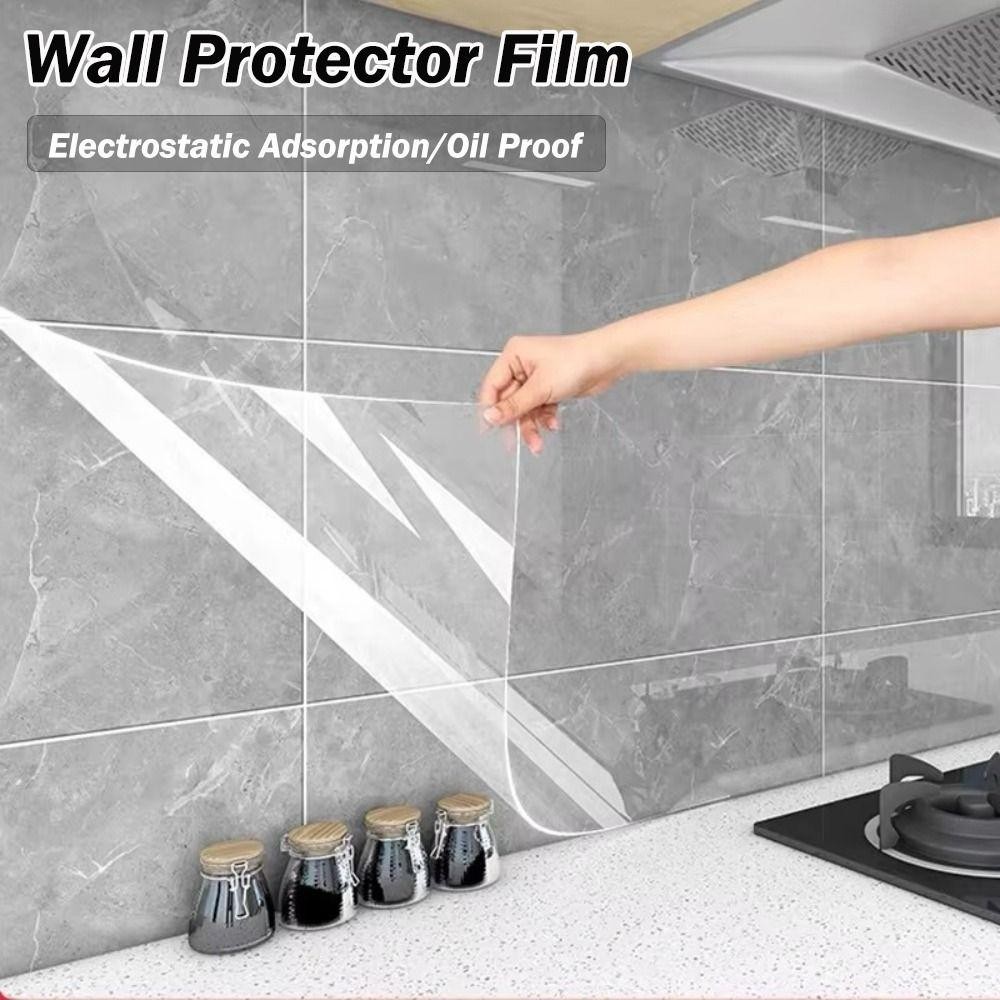 Nhãn dán chống thấm nước JIGK, Phim bảo vệ tường hấp phụ tĩnh điện trong suốt, Trang trí nhà cửa Chịu nhiệt chống dầu Tủ bếp phim có thể tháo rời