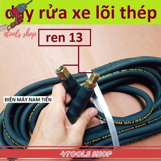 Dây Rửa Xe LÕI THÉP 20 Mét, 15 Mét, 10 Mét, ren 13 ,14mm lắp máy rửa xe động cơ, dây curoa