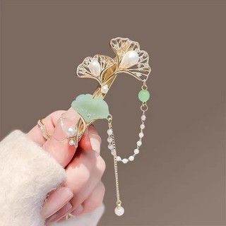 MAUROPOLI [Sẵn sàng] Kẹp tóc lá bạch quả phong cách Trung Quốc mới Phụ kiện tóc Hanfu cổ Hoa bên mỏ vịt Kẹp cô gái Nổ Kẹp mũ đội đầu