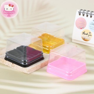 Moonlights 10 / 50 Chiếc Nhựa Vuông Mặt Trăng Bánh Hộp Trứng-Yolk Puff Hộp Đóng Gói Vàng Vuông Vỉ Trứng Lòng Đỏ Hộp Bánh Ngọt EN