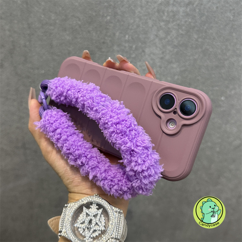 Vỏ Có Dây Đeo Sang Trọng Cho iPhone 17 Pro Max 17 Air 16E 16 Pro Max 17Air 17ProMax Vỏ 3D Đơn Giản Hoạt Hình Dễ Thương Màu Kẹo Dây Đeo Tay Chống Sốc Trượt Matte Soft Case