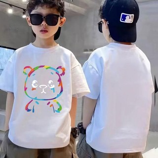 Áo thun cổ tròn màu trắng cổ điển 2025 cho bé trai mặc mùa hè mềm mại thoáng khí
