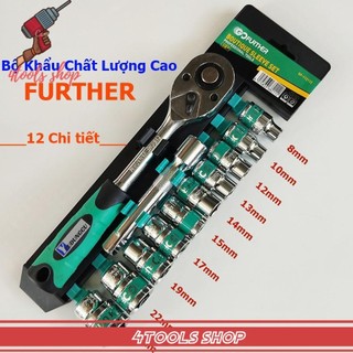 Bộ tuýp khẩu 12 chi tiết 1/2" mở bu lông đa năng sửa chữa thiết bị máy móc
