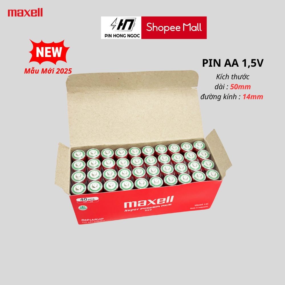 Hộp 40 Viên Pin tiểu lớn AA Maxell 2A carbon Siêu Bền R6P Super Power ...