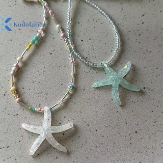 Kudosation Xu Hướng Sao Biển Mặt Dây Chuyền Vòng Cổ Nhựa Sáng Bóng Hạt Choker Xương Đòn Dây Chuyền Ngọt Ngào Cho Nữ Bé Gái Kỳ Nghỉ Trang Sức