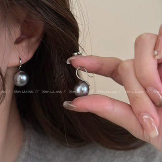 Bông Tai 925 Ngọc Trai 10-12 Mm Màu Xám Người Phụ Nữ Bông Tai Retro Giá Rẻ Sang Trọng Cao Cấp Cảm Giác Tai Móc Thời Trang Đơn Giản