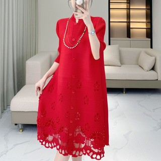 Miyake Xếp Ly Nặng Tay Nghề Thủ Công Rỗng Đính Hạt Đầm Nữ Phong Cách Mới Thiết Kế Thời Trang Cảm Thấy Tính Khí Cao Cấp Mỏng Hơn Nhìn Trượt Tuyết