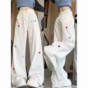Quần Thêu Nơ Bigsize Nữ Dáng Suông Ống Rộng Vải Kaki Sành Điệu Hottrend Cho Chubby Q543