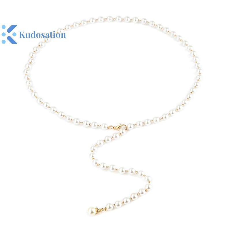 Kudosation Nữ Thời Trang Thắt Lưng Thiết Kế Sang Trọng Thắt Lưng Ngọc Trai Dây Thắt Lưng Trắng Dây Chuyền Ngọc Trai Phù Hợp Với Dây Dành Cho Nữ