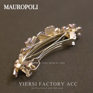 Mauropoli Kẹp tóc lớn sau đầu đính pha lê hoa, kẹp ngang, phụ kiện tóc