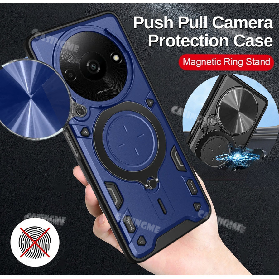 Redmi A3 2024 Giáp Chống Sốc Đẩy Kéo Camera Bảo Vệ Dành Cho Redmi A3 A2 A1 RedmiA3 A 1 2 3 + Plus 4G 5G 2024 Ốp Lưng Xe Ô Tô Vỏ Vòng Từ Tính Ốp Lưng Vỏ Điện Thoại
