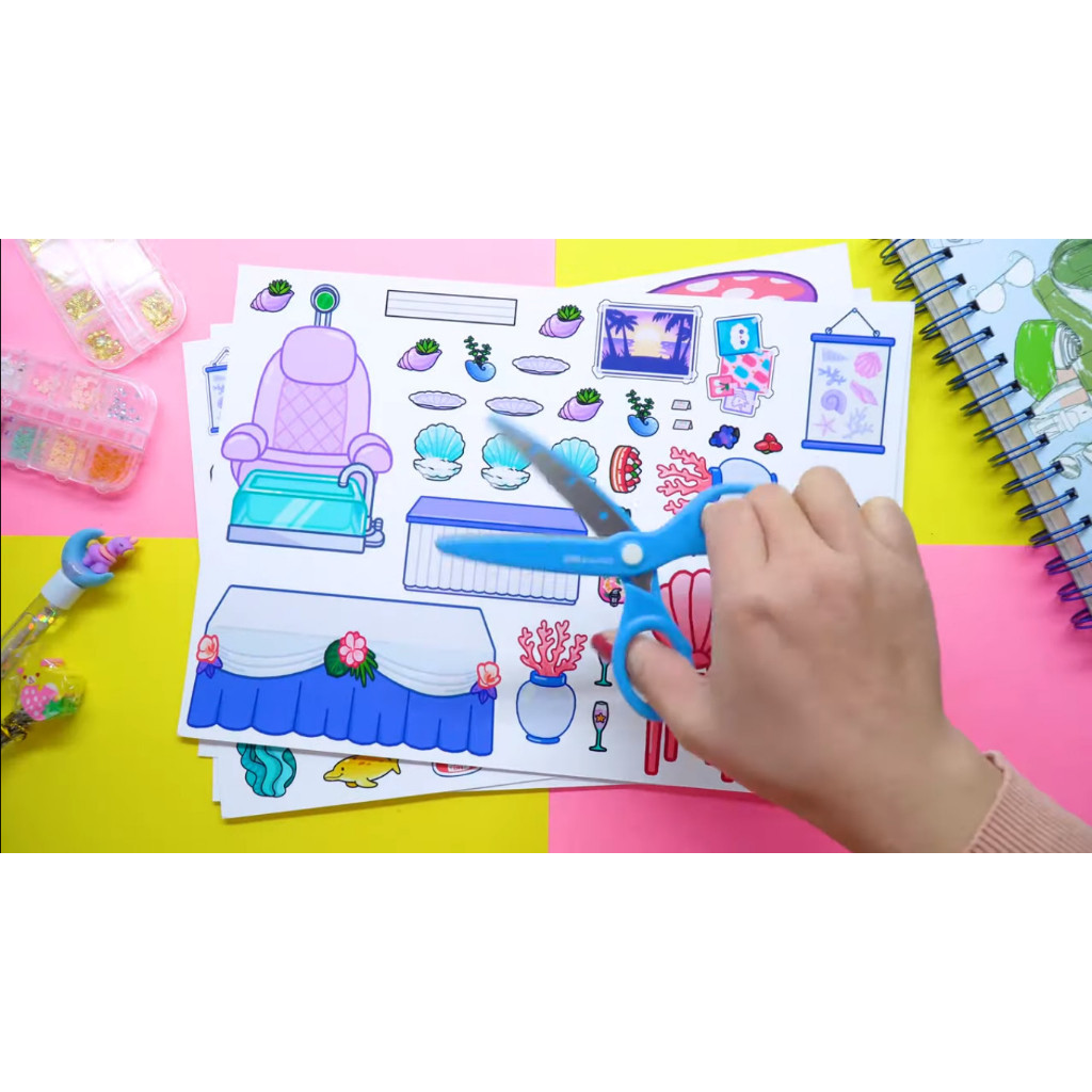 ĐỒ CHƠI NGÔI NHÀ BÚP BÊ GIẤY CẮT THỦ CÔNG DIY - Ngôi nhà của bé Yellow House In Quiet Book.